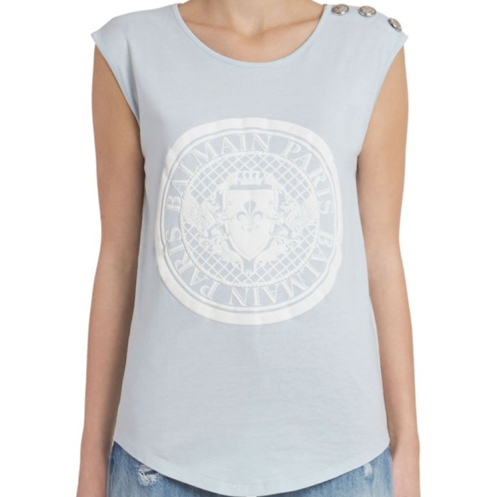 Balmain Logo Coin Three Button Tank Top